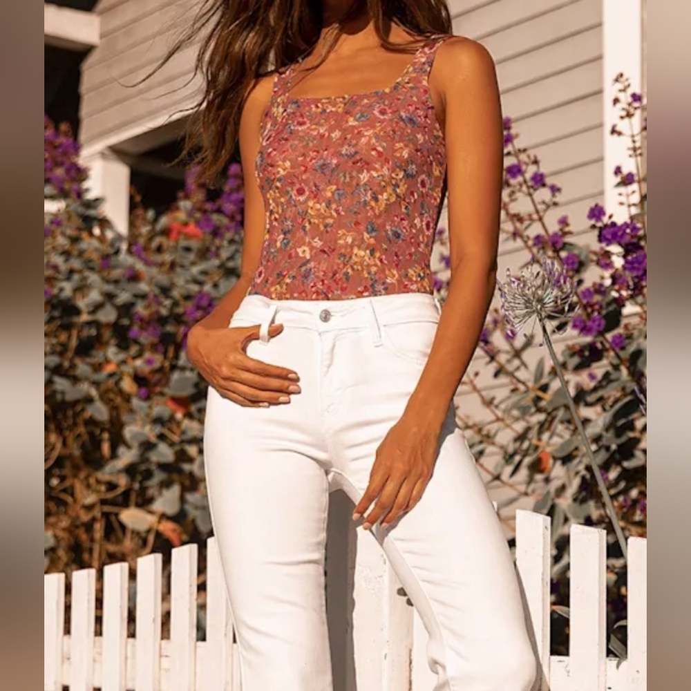Lulu's Floral Multicolor Mesh Bodysuit